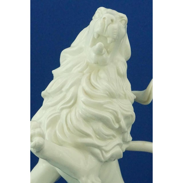 Large Porcelain Rampant Lion with Heraldic Shield by Ernest Andreas Rauch for Nymphenburg, Germany, 1900s For Sale - Image 18 of 18