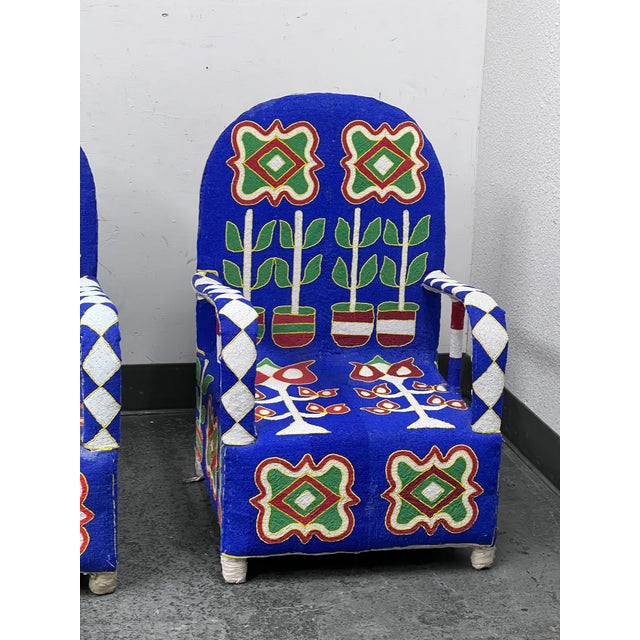 Nigerian Yoruba Tribal Hand Beaded Chairs From Luingisa African Gallery