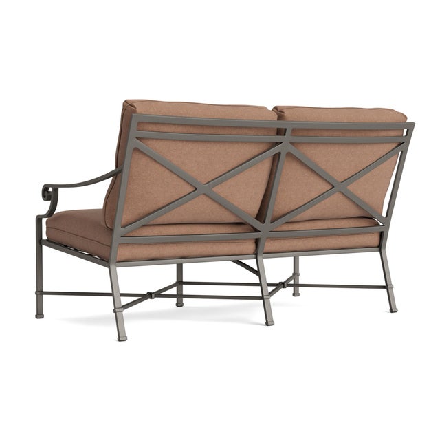 Not Yet Made - Made To Order Brown Jordan Venetian Right Arm Loveseat, Mica frame with Fusion Clay fabric For Sale - Image 5 of 11