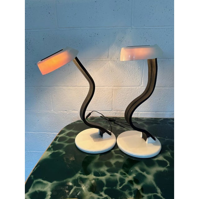 Metal Snoky Table Lamps by Bruno Gecchelin for Guzzini, 1970s, Set of 2 For Sale - Image 7 of 10