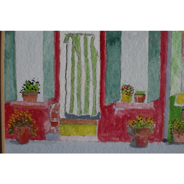 Mid-Century Style Signed Framed Expressionist Watercolor - Burano Canal Houses For Sale - Image 10 of 16