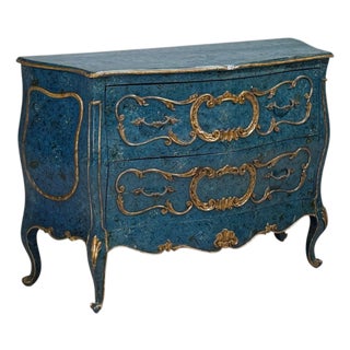 Single Royal Blue and Parcel-Gilt Decorated Bombay Commode or Chest For Sale