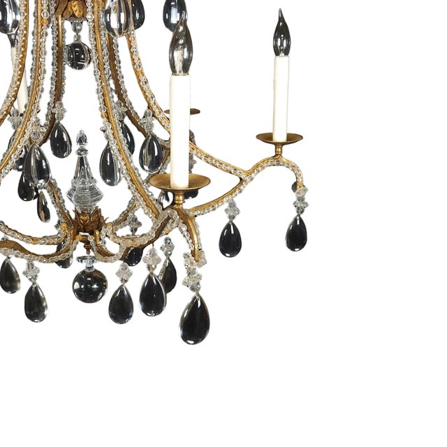 2000 - 2009 Dennis & Leen Large Rock Crystal Gilt Six-Light Chandelier For Sale - Image 5 of 8