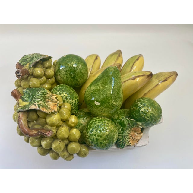 Italian Majolica Mid-Century Ceramic Fruit Centerpiece Basket For Sale - Image 11 of 11