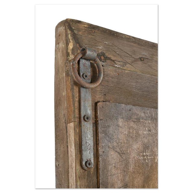 Brown Large Antique Mirror in Patinated Solid Wood For Sale - Image 8 of 9