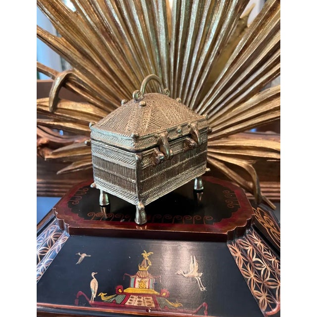 Antique Dokra Brass Treasure Trinket Box For Sale - Image 11 of 12