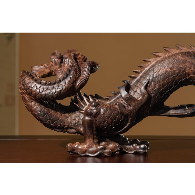 2020s Vietnamese Nha Trang White Kyara Agarwood — “Dragon Across the World” Water-Sinking Grade Sculpture For Sale - Image 5 of 9