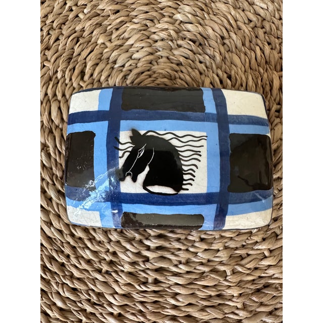 Mid 20th Century Vintage Aldo Londi Bitossi Italian Mondrian Ceramic Box Featuring Stylized Horse Head For Sale - Image 5 of 18