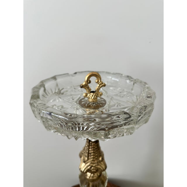Vintage Crystal Glass and Metal Smoke Stand Floor Ashtray For Sale - Image 4 of 9