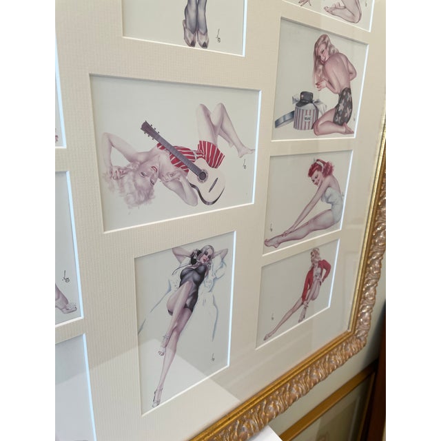 1980s Vintage 1980s Framed Alberto Vargas Pin-Up Print Compilation – Hollywood Regency Style Pinup For Sale - Image 5 of 9