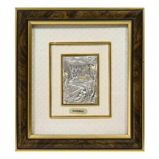 Winter Figurative Sculpture in Sterling Silver and Gold Leaf by Euroesse For Sale