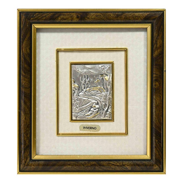 Winter Figurative Sculpture in Sterling Silver and Gold Leaf by Euroesse For Sale