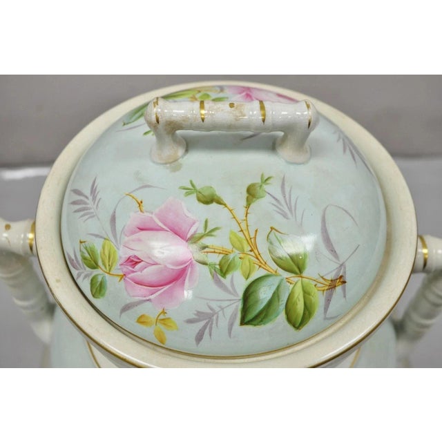 Ironstone China Antique Ironstone China Coxon & Co Green Porcelain Wash Bowl Basin & Pitcher For Sale - Image 4 of 12