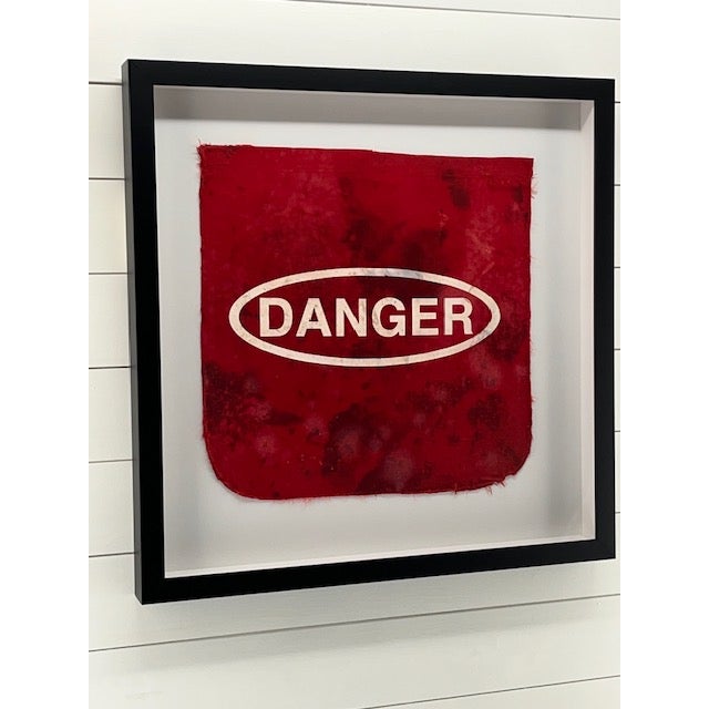 Vintage rare Danger Flag. Professionally framed in our all wood shadow box frame with acrylic, not glass. These are a...