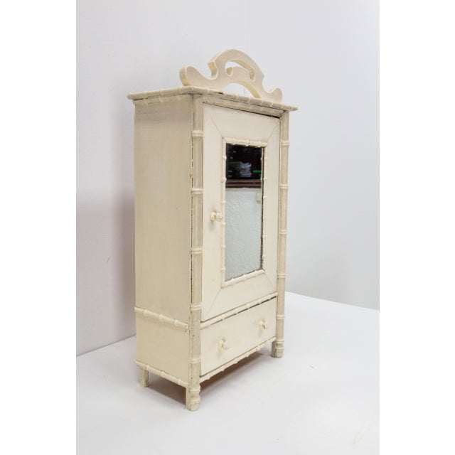 Small French Bamboo Wardrobe with Mirror, 1900 For Sale - Image 3 of 8