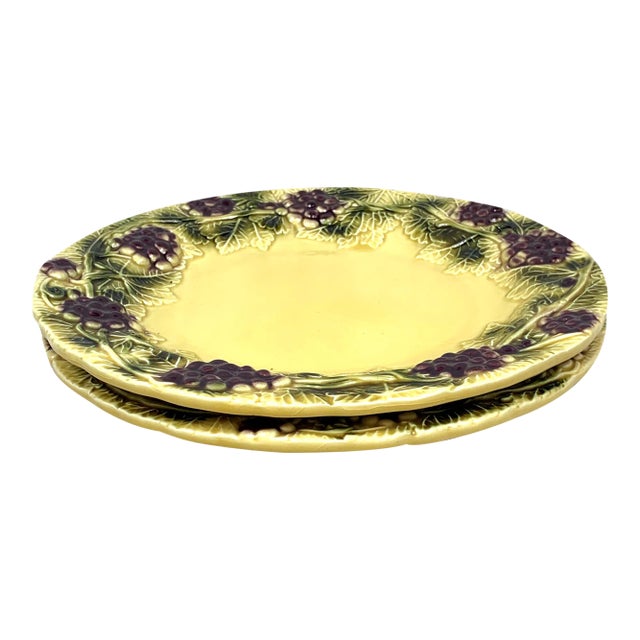 Vintage Majolica Grape Plates - a Pair For Sale