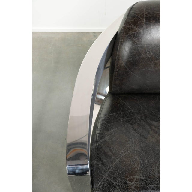 Metal Industrial Black Cowhide Aviator Design Armchairs with Aluminium and Rivets, Set of 2 For Sale - Image 7 of 15