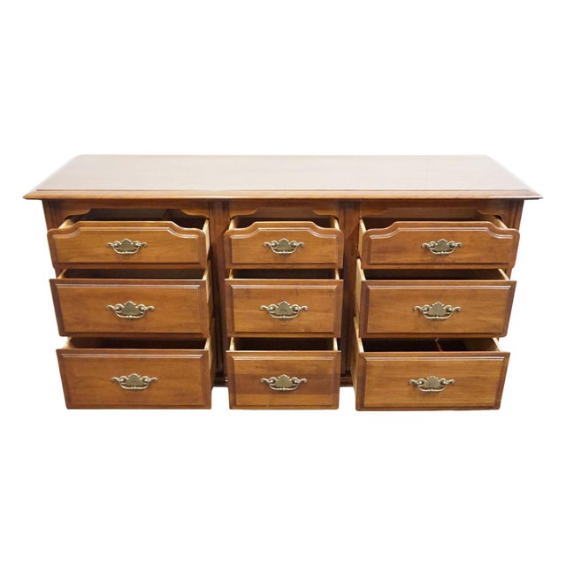 Late 20th Century Permacraft / Sanford Solid Cherry Early American Traditional 62" Triple Dresser 79-02 For Sale - Image 5 of 13