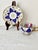 Vintage Ucagco Ceramics Japan Porcelain Teacup and Saucer Set Cobalt Blue Pink Rose Lusterware Pierced Scalloped Rim Mid-Century Excellent Condition For Sale - Image 11 of 13