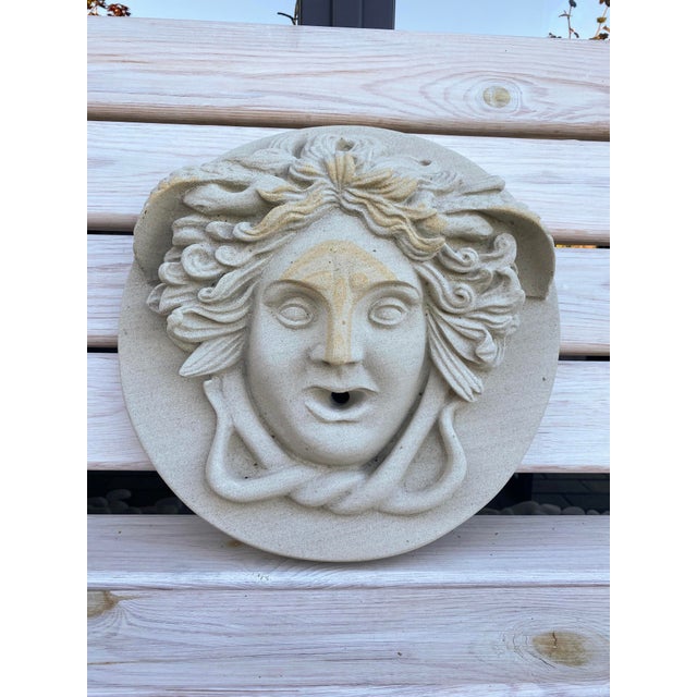 Stone Italian Style Hand-Carved Gorgon Head Wall Fountain Made by Contemporary Sculptor Andrea Distefano For Sale - Image 7 of 11
