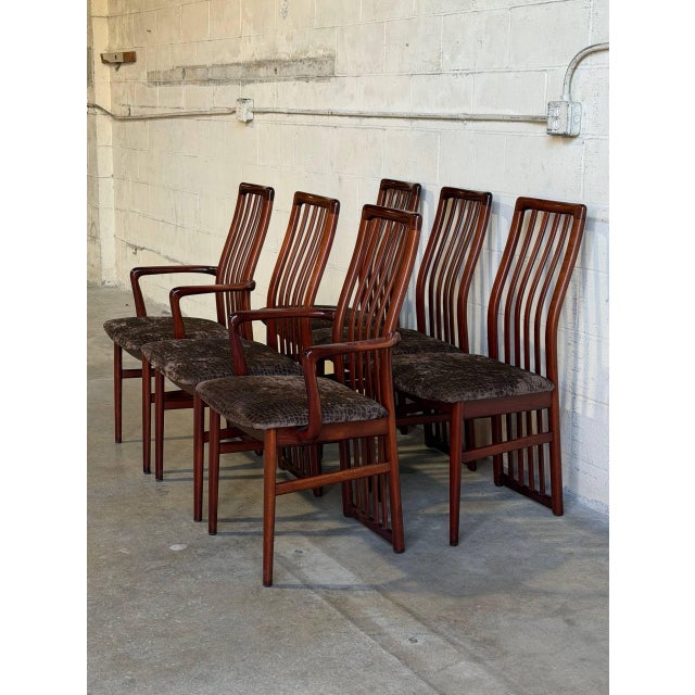 Rosewood High Back Dining Chairs Set of 6 in Style of Schou Andersen Denmark Mid-Century Modern 1960s For Sale - Image 10 of 10