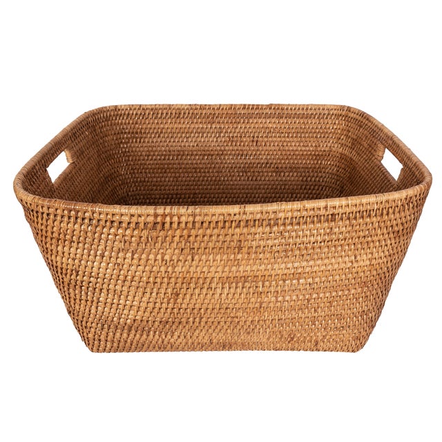 Artifacts Saboga Home Family Basket with Cutout Handle in Honey Brown For Sale - Image 13 of 13