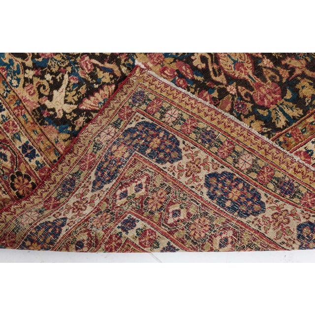 Authentic Persian Kirman Botanic Pink, Blue, Beige Handmade Wool Carpet For Sale - Image 4 of 8