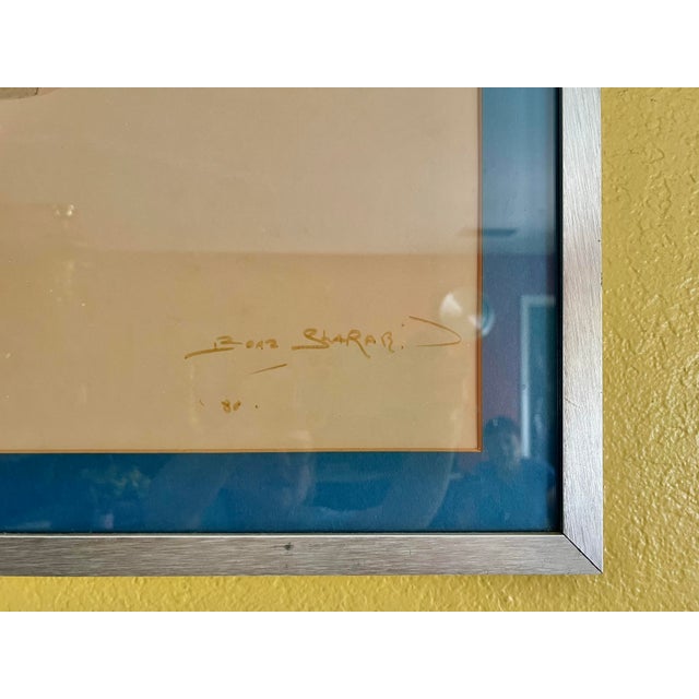 Metal 1980s Original Framed Abstract Art by Israeli Singer Boaz Sharabi For Sale - Image 7 of 10