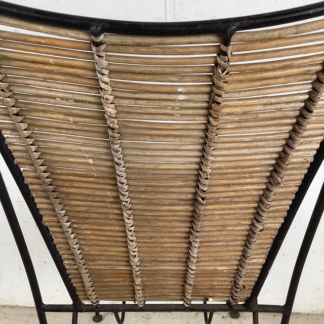Vintage Wrought Iron & Woven Reed Dining Chair in the Style of Brown Jordan For Sale - Image 12 of 12