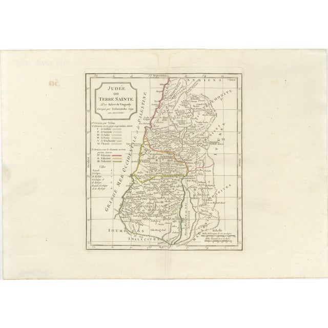 Antique Holy Land Map, Judée ou Terre Sainte, Robert de Vaugondy, 1806 Elegant antique map of the Holy Land titled “Judée...