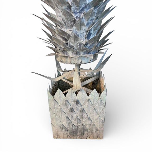 Late 19th Century Late 19th Century Large Potted Zinc Topiary Trees With Verdigris Finish - A Pair For Sale - Image 5 of 9