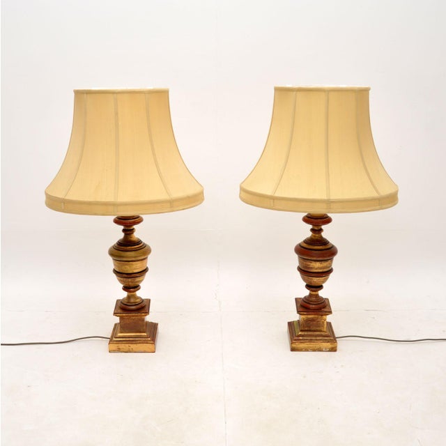 Vintage Gilt Wood Table Lamps, 1930s, Set of 2 For Sale - Image 3 of 13
