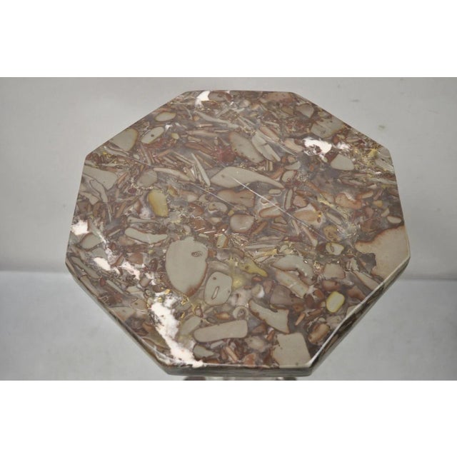 Late 20th Century Vintage Italian Empire Style Purple Brown Marble Column Pedestal Plant Stand For Sale - Image 5 of 12