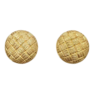 Vintage Signed Ciner Round Goldtone "Woven" Clip Earrings - 2 Pieces