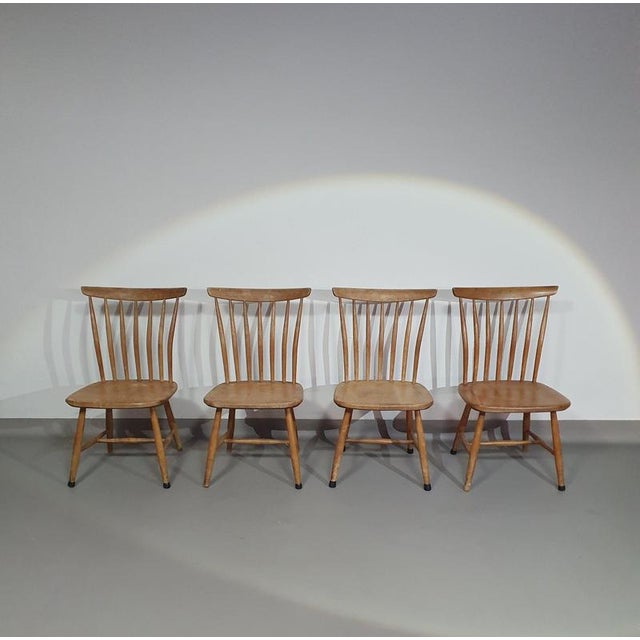Brown Scandinavian Birch Chairs from Åkerblom, Sweden, Set of 4 For Sale - Image 8 of 18