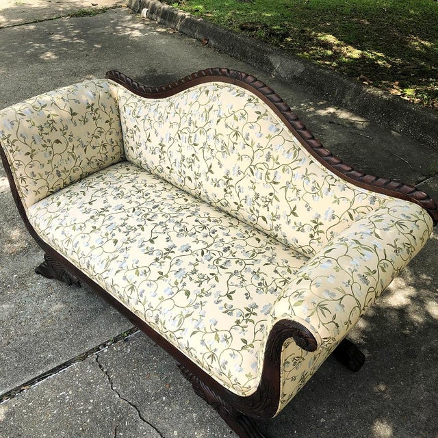 Oxblood Red 19th Century Louis Philippe Period French Mahogany Sofa Ca. 1850 For Sale - Image 8 of 13