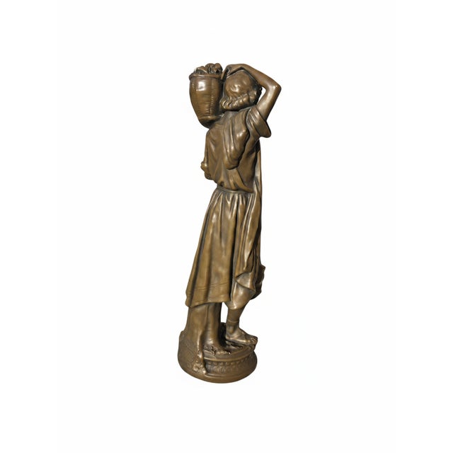 1960s 1960s Esco Products n.y. Bronze-Finish Chalkware Fruit Bearer Sculpture For Sale - Image 5 of 6