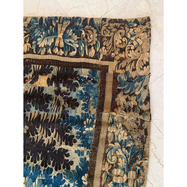 Antique 17th Century Flemish Verdure Vertical Landscape Tapestry For Sale - Image 9 of 12