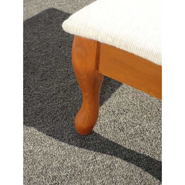 Off-white Vintage French Provincial Off White Floral Tapestry Needlepoint Footstool Bench For Sale - Image 8 of 12