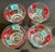 Rare Find - A set of four vintage Fred Press lowball glasses featuring colorful heraldic crests and European coat-of-arms...