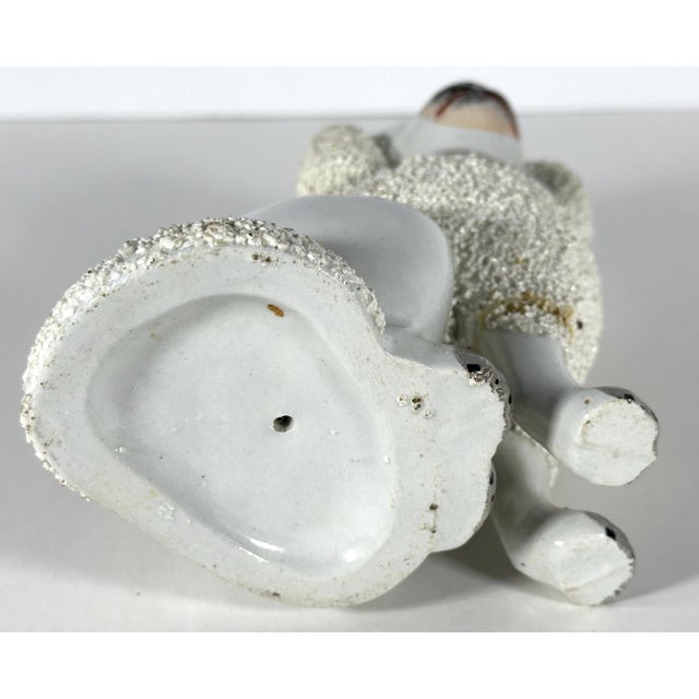 White Antique Staffordshire Confetti Poodle Figurine: Hand-Painted Pottery c. 1880 For Sale - Image 8 of 10