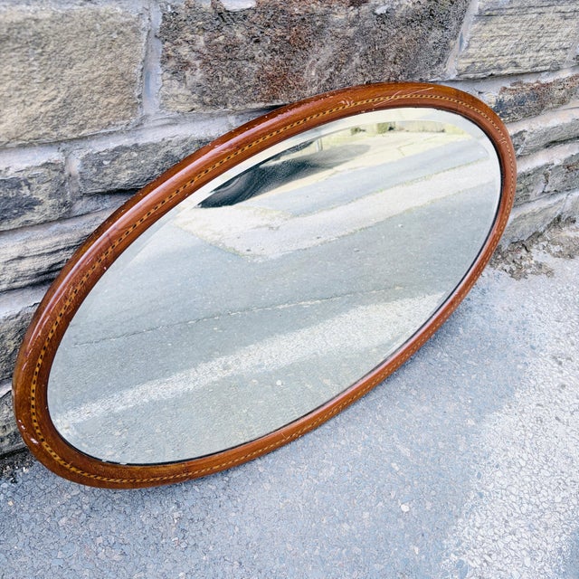 Oval Wall Mirror in Mahogany For Sale - Image 6 of 8