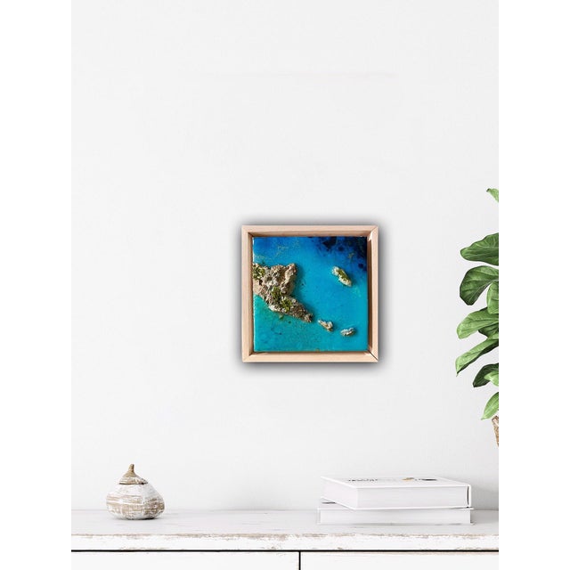 Flying Over the Ocean #6 by Ana Hefco | Layered tinted resin & Mixed Media on wood panel abstract seascape For Sale - Image 4 of 5
