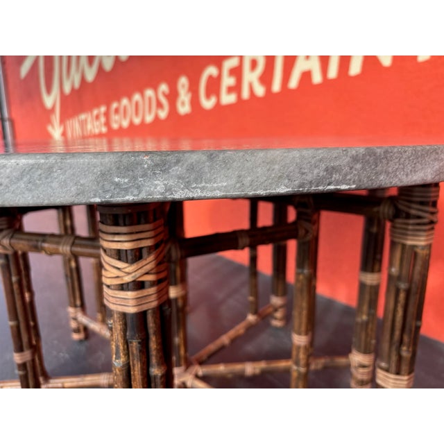 McGuire Bamboo Bundle Dining Table W/ Marble Top For Sale In Tampa - Image 6 of 11