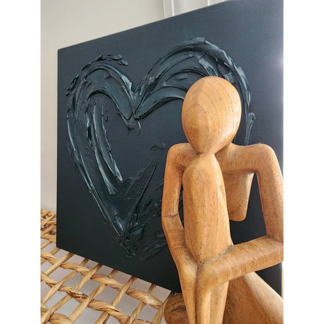 Paint Deep Green Abstract Heart Painting For Sale - Image 7 of 8