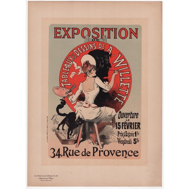 J. Chéret, Exposition de A. Willette from Les Maîtres de L'Affiche, 1897, Original Lithograph For Sale - Image 9 of 13