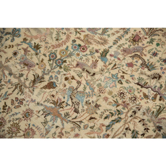 1950s Vintage Persian Tabriz Forest Scene Square Wool Carpet For Sale - Image 12 of 14