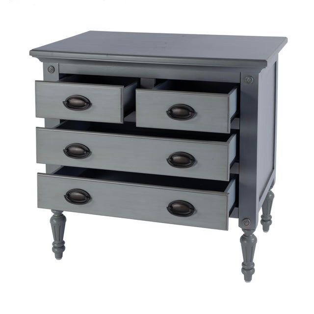Spritely Home Accent Furniture Easterbrook 31.5 in. W Rectangular Wood 4 Drawer Accent Chest, Gray Finish For Sale - Image 4 of 9