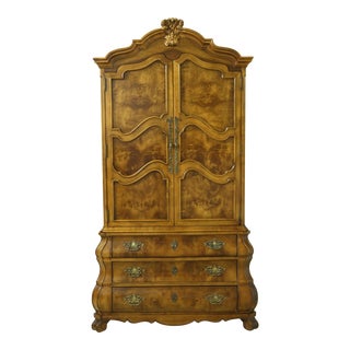 Henredon Burl Walnut Bedroom Armoire Cabinet For Sale