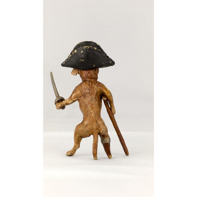 Franz bergman - standing pirate peg leg pug dog - marked with a b in the urn cold painted bronze, brown dog with a black...